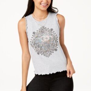 Rebellious One Womens Hamsa Metallic Graphic Tank Top Size X-Large Color Gray